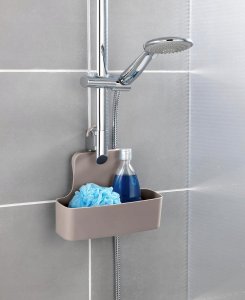 Wenko Półka prysznicowa z haczykiem BARCELONA, 26 x 9 x 24 cm, brązowa, WENKO 4