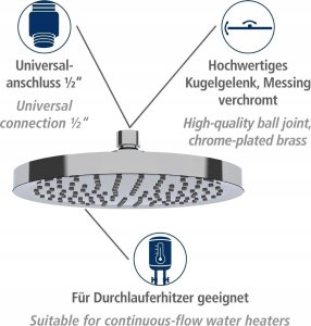 Wenko Deszczownica sufitowa 200 mm chromowana, 5