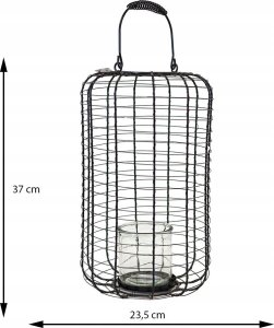 Home Styling Collection Lampion metalowy ze szklanym świecznikiem, Ø 23,5 cm, czarny 3