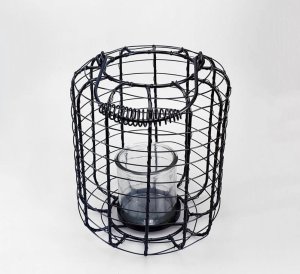 Home Styling Collection Lampion metalowy ze szklanym świecznikiem, Ø 18,5 cm, czarny 2