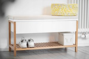 Zeller Szafka na buty z beżowym siedziskiem FINJA, bambusowa, Wenko 3