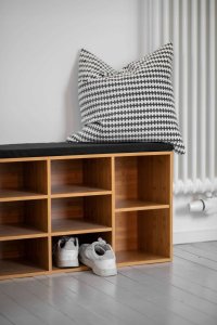 Wenko Szafka na buty z czarnym, materiałowym siedziskiem LOFT, brązowa, 2