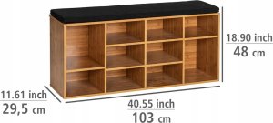 Wenko Szafka na buty z czarnym, materiałowym siedziskiem LOFT, brązowa, 5