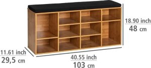 Wenko Szafka na buty z czarnym, materiałowym siedziskiem LOFT, brązowa, 9