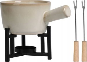 Home Styling Collection Zestaw do fondue serowego, rondelek z porcelany, 2 widelce 2