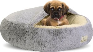 Trixie Legowisko Shaggy Fluffy z daszkiem jasnoszare o średnicy 70cm 2