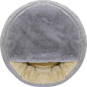 Trixie Legowisko Shaggy Fluffy z daszkiem jasnoszare o średnicy 70cm 3