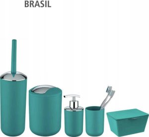 Wenko Pojemnik na szczotkę BRASIL, turkusowy + szczotka WC, WENKO 5