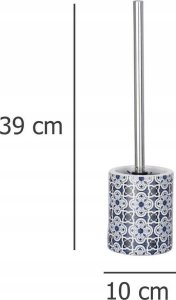 Wenko Zestaw toaletowy z serii Lorca, śródziemnomorski wzór, pojemnik ceramiczny, szczotka z wymienną główką, biało-niebieski, marka WENKO 6