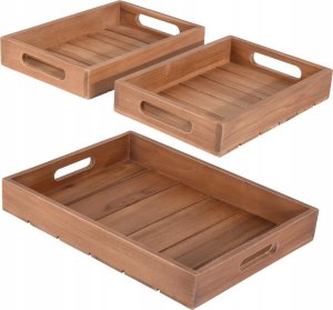 Home Styling Collection Zestaw tac dekoracyjnych TEAK, 3 elementy 1