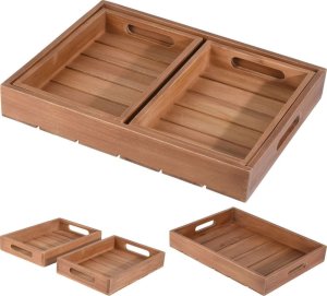 Home Styling Collection Zestaw tac dekoracyjnych TEAK, 3 elementy 3
