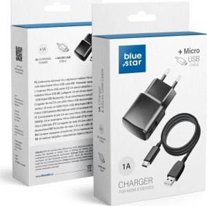 Ładowarka Blue Star BLUE STAR ładowarka sieciowa 1A 5W USB A + kabel USB A do Micro USB TFK-TC-1100B czarna 1