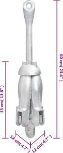 vidaXL vidaXL Składana kotwa, srebrna, 8 kg, żeliwo ciągliwe 7