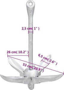 vidaXL vidaXL Składana kotwa, srebrna, 8 kg, żeliwo ciągliwe 9