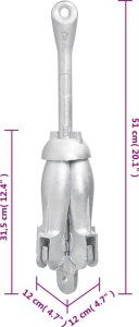vidaXL vidaXL Składana kotwica, srebrna, 6 kg, żeliwo ciągliwe 7