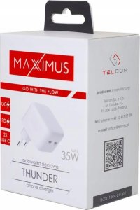 Ładowarka Maxximus ŁADOWARKA SIECIOWA MX THUNDER PD 35W, 2xUSB-C, WHITE / BIAŁY 2