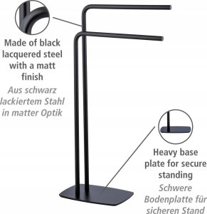 Wenko Wieszak na ręczniki z 2 szczebelkami, czarny, IRIA, WENKO 2