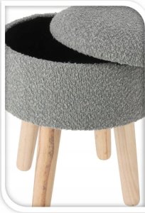 Home Styling Collection Taboret z siedziskiem teddy, sosnowe nogi, wys. 34 cm 2