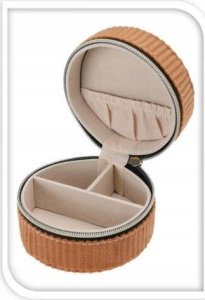 Home Styling Collection Mała szkatułka na biżuterię, sztruks, Ø 8 cm 2