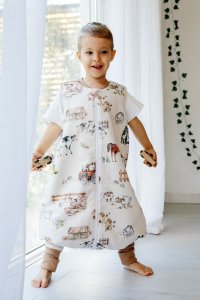 PULP BAMBOO Śpiworek całoroczny z nogawkami dla dziecka od 2,5 do 5lat Farma 4