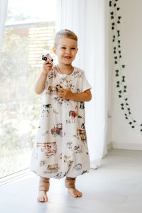 PULP BAMBOO Śpiworek całoroczny z nogawkami dla dziecka od 2,5 do 5lat Farma 5