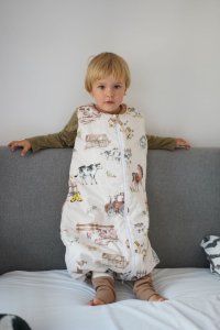 PULP BAMBOO Śpiworek całoroczny z nogawkami dla dziecka od 2,5 do 5lat Farma 10