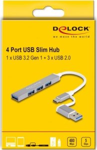 HUB USB Delock Delock - Hub - 3 x USB 2.0 + 1 x USB 3.2 Gen 1 - Desktop 3