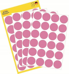 AVERY Avery 3117 Ø 18 mm, Lille format, uden belægning, 96 Etiketter, pink pink 165x85x1mm (96stk) - (96 pce pr. blister emballage) 7