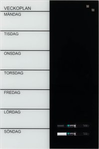 NAGA Magnetisk ugetavle i glas 40 x 60 cm svensk Sort & Hvid 64,5x3x45mm (1stk) 1