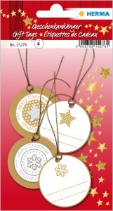 Herma HERMA Weihnachtsgeschenkanhänger 3D Gold 4 Stück 2
