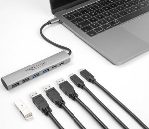 HUB USB Delock Delock 6 Port USB Hub mit 4 x USB Typ-A Buchse und 2 x USB Type-C Buchse 1