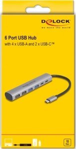 HUB USB Delock Delock 6 Port USB Hub mit 4 x USB Typ-A Buchse und 2 x USB Type-C Buchse 2