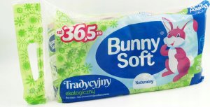 Bunny Soft Bunny Soft Tradycyjny - Miękki papier toaletowy, 100% makulatura - 8 rolek 4