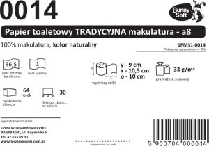 Bunny Soft Bunny Soft Tradycyjny - Miękki papier toaletowy, 100% makulatura - 8 rolek 6