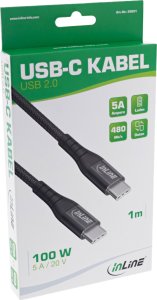 Kabel USB InLine USB-C - USB-C 1 m Czarny (35851) 2
