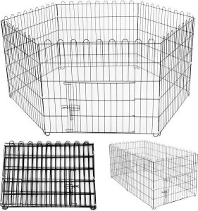 Springos Kojec dla zwierząt wybieg klatka dla psa 165x85 cm metalowa czarna UNIWERSALNY 1