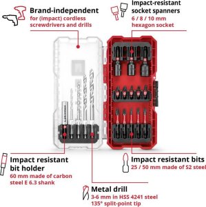 Zestaw narzędzi Einhell ZESTAW BITÓW I NASADEK 18SZT 1/4" S-CASE 49108709 4