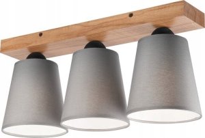 Lampa sufitowa Lamkur Lamkur Lula 47652 plafon lampa sufitowa boho drewniany materiałowe klosze 3x60W E27 szary/drewno 1