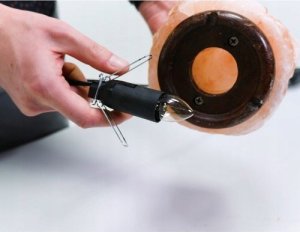 Lampa stołowa Lamkur Sally 43487 lampa stołowa lampka rustykalna rock 1x25W E14 bursztyn/drewno 15