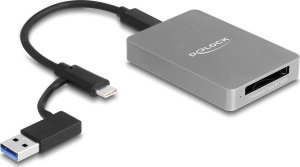 Czytnik Delock DeLOCK 91008, CFExpress B, XQD, Grey, 10000 Mbit/s, Aluminium, Chrome OS, Surface Pro 7, Windows 10 32-Bit, Windows 10 64-Bit, Windows 8.1 32-Bit, Windows 8.1..., USB 3.2 Gen 1 (3.1 Gen 1) Type-C 1