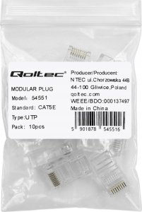 Qoltec Wtyk QOLTEC złącze modularne RJ45 | CAT5e | UTP | Pozłacane styki | 10 sztuk 4