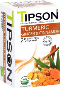 Tipson Tipson ORGANIC TURMERIC GINGER CINNAMON ziołowa herbata kurkuma imbir cynamon - w kopertach 25 x 1,5 g 1