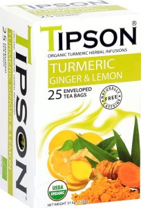 Tipson Tipson ORGANIC TURMERIC GINGER LEMON ziołowa herbata kurkuma imbir cytryna - w kopertach 25 x 1,5 g 1