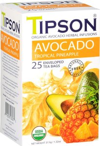 Tipson Tipson ORGANIC AVOCADO TROPICAL PINEAPPLE ziołowa herbata trawa cytrynowa ananas - w kopertach 25 x 1,5 g 1