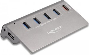 HUB USB Delock DeLOCK USB 10 Gbps hub with 4 USB Type-A ports + 1 quick charging port, USB hub (grey, incl. power supply) 1