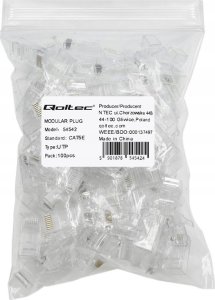 Qoltec Wtyk przelotowy złšcze RJ45 | CAT5e | UTP | Pass Throuh |        Pozłacane styki | 100 sztuk 5