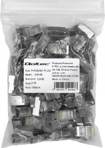 Qoltec Wtyk przelotowy złšcze RJ45 | CAT6 | FTP | Pass Through |  Pozłacane styki | 100 sztuk 4