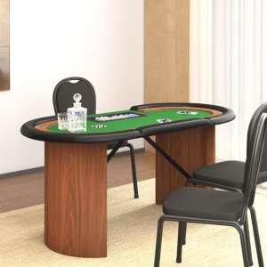 vidaXL Stół pokerowy dla 10 os., taca na żetony, zielony, 160x80x75 cm 1