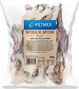 Petmex PETMEX Ucho królika z futrem gryzak naturalny 200g 1