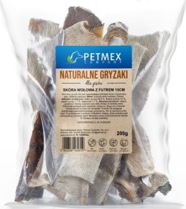 Petmex PETMEX - Skóra wołowa z futrem gryzak naturalny 15cm 200g 1